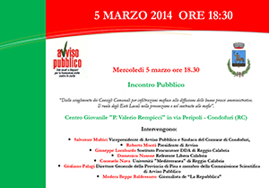 Il programma delle iniziative in Calabria del 5 e 6 marzo 2014